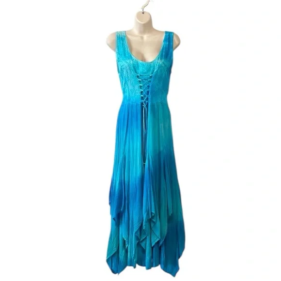 NEW Advance Apparels XL Corset Bodice Layered Skirt Midi Maxi Dress Ombre Rayon - Picture 1 of 6